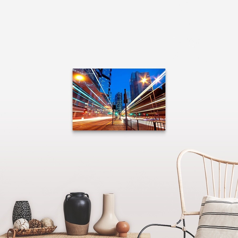 "Traffic at night" Canvas Wall Art