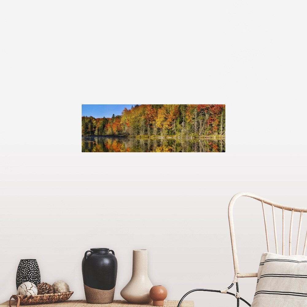 "Trees in autumn at Lake Hiawatha, Alger County, Upper Peninsula, Michigan" Poster Print - Multi
