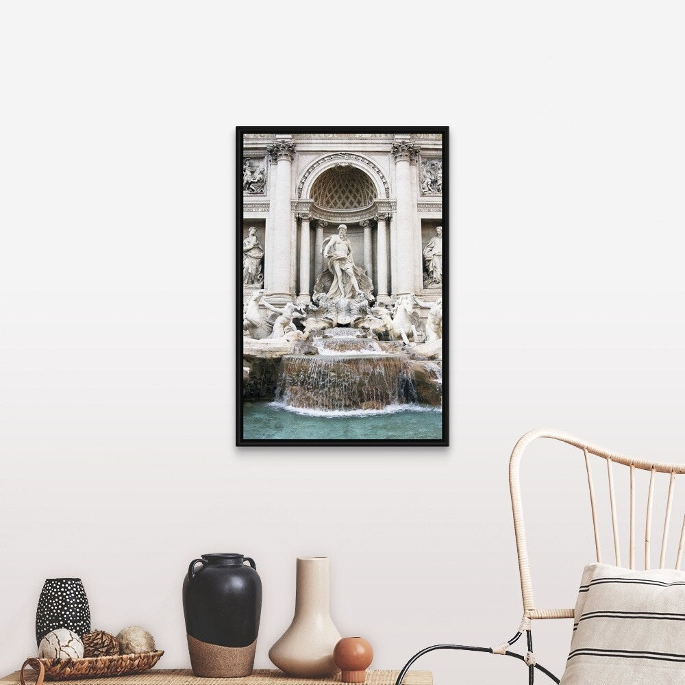 "Trevi Fountain, Rome, Italy" Black Float Frame Canvas Art