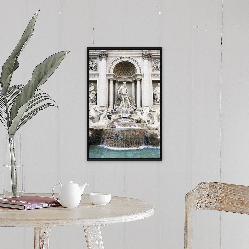 "Trevi Fountain, Rome, Italy" Black Float Frame Canvas Art