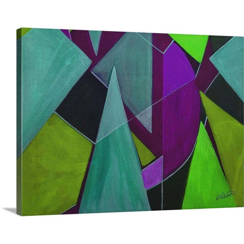 "Triangle Abstract Teal Purple" Canvas Wall Art