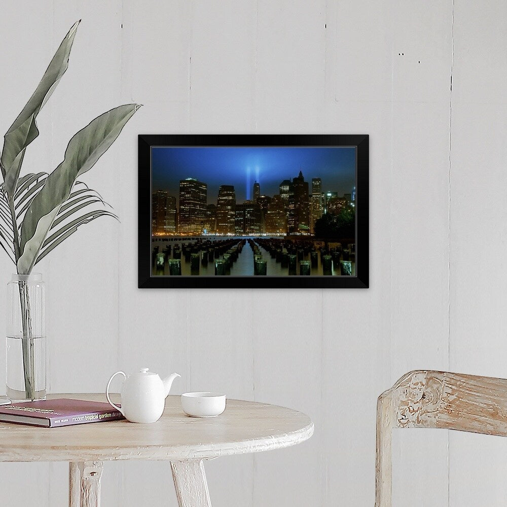 "Tribute in Light, New York City" Black Framed Print