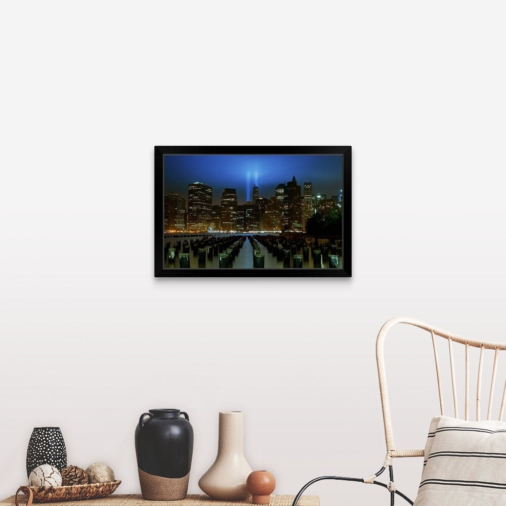 "Tribute in Light, New York City" Black Framed Print
