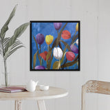 "Tulips Two" Black Float Frame Canvas Art