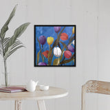 "Tulips Two" Black Float Frame Canvas Art