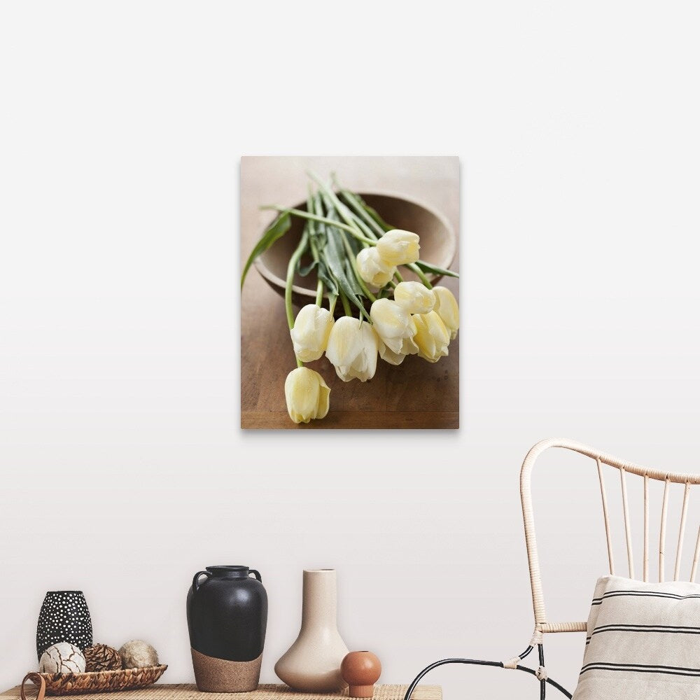 "Tulips on bowl" Canvas Wall Art