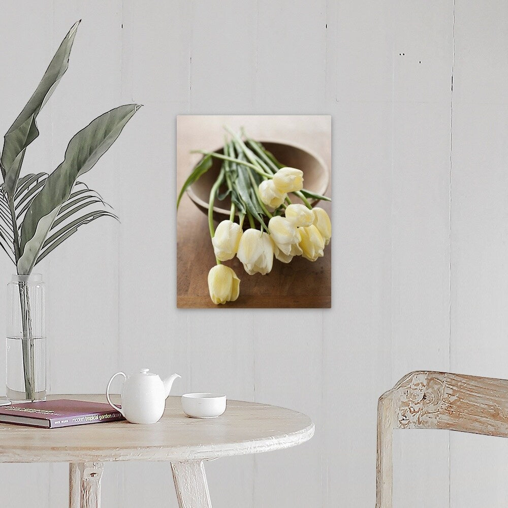 "Tulips on bowl" Canvas Wall Art