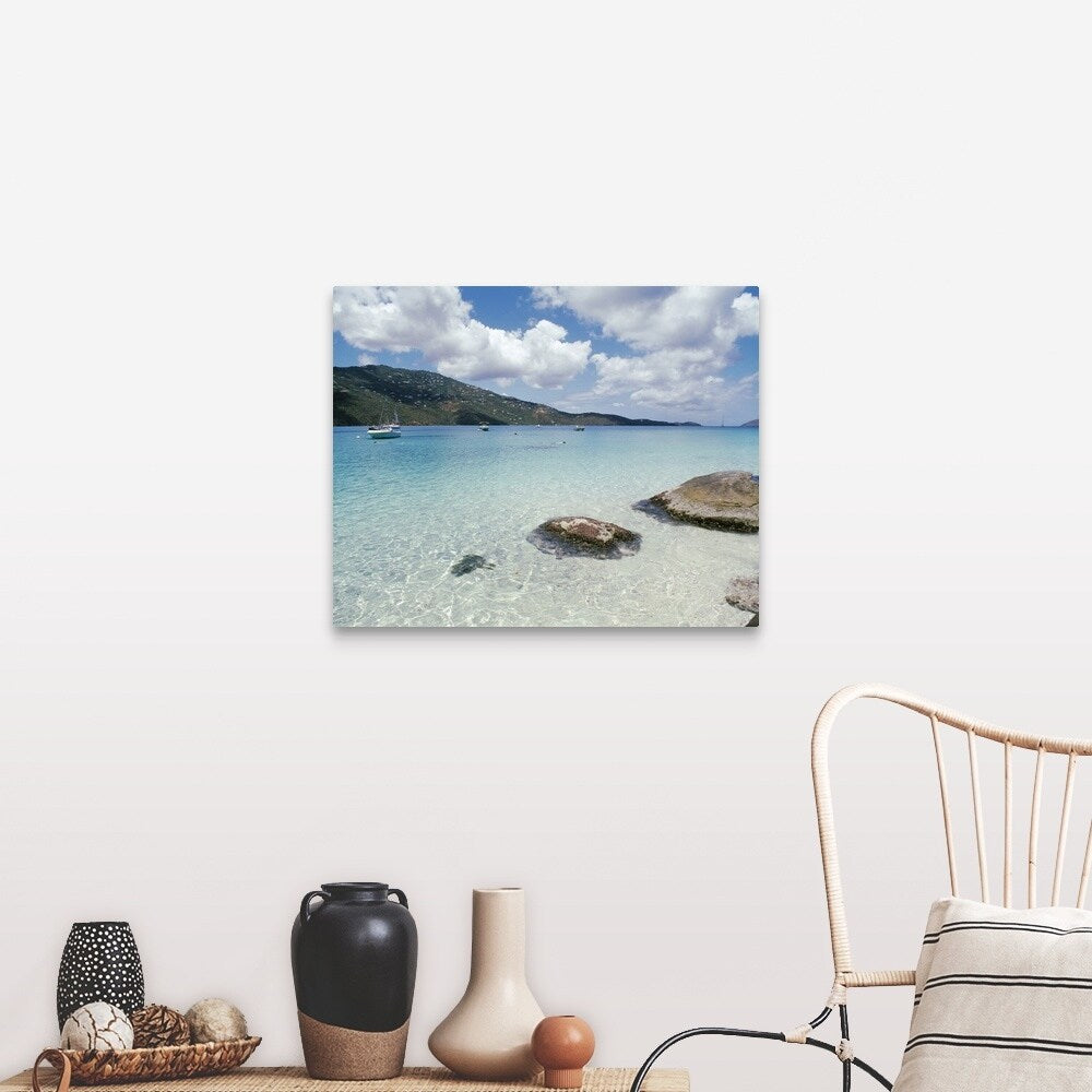"US Virgin Islands, St. Thomas, Magens Bay, Boats in the sea" Canvas Wall Art