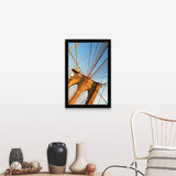 "USA, New York State, New York City, Span of Brooklyn Bridge" Black Framed Print