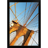 "USA, New York State, New York City, Span of Brooklyn Bridge" Black Framed Print