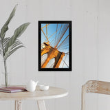 "USA, New York State, New York City, Span of Brooklyn Bridge" Black Framed Print