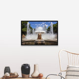 "USA, Puerto Rico, Ponce, Fountain of Lions at Plaza Las Delicias" Black Float Frame Canvas Art