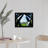 "View of the White House through a diamond shape in the fence, Washington DC" Black Framed Print