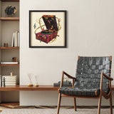 "Wind Up 78 "Alex Zeng's Signed Hand-made Dimensional Wall Art Collage, under glass and a black shadow box frame