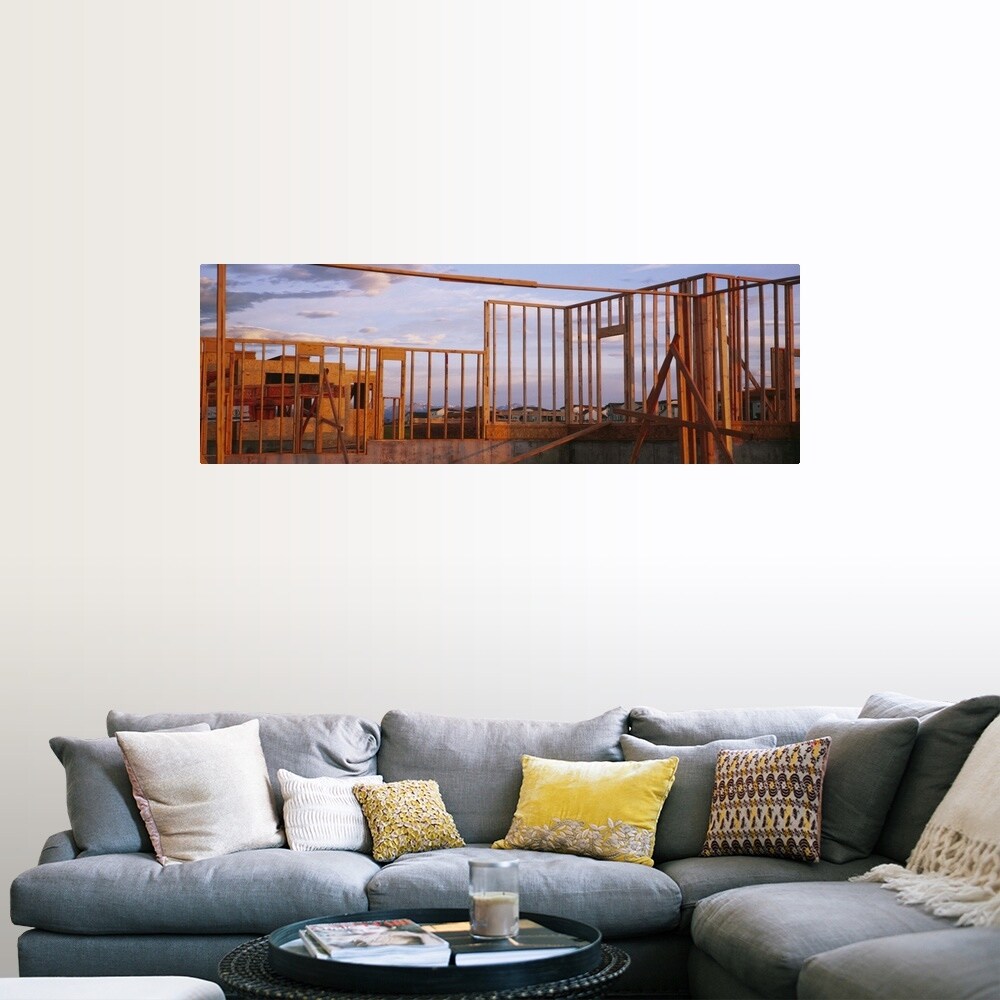 "Wooden Framework Of A House Under Construction, Washington State" Poster Print