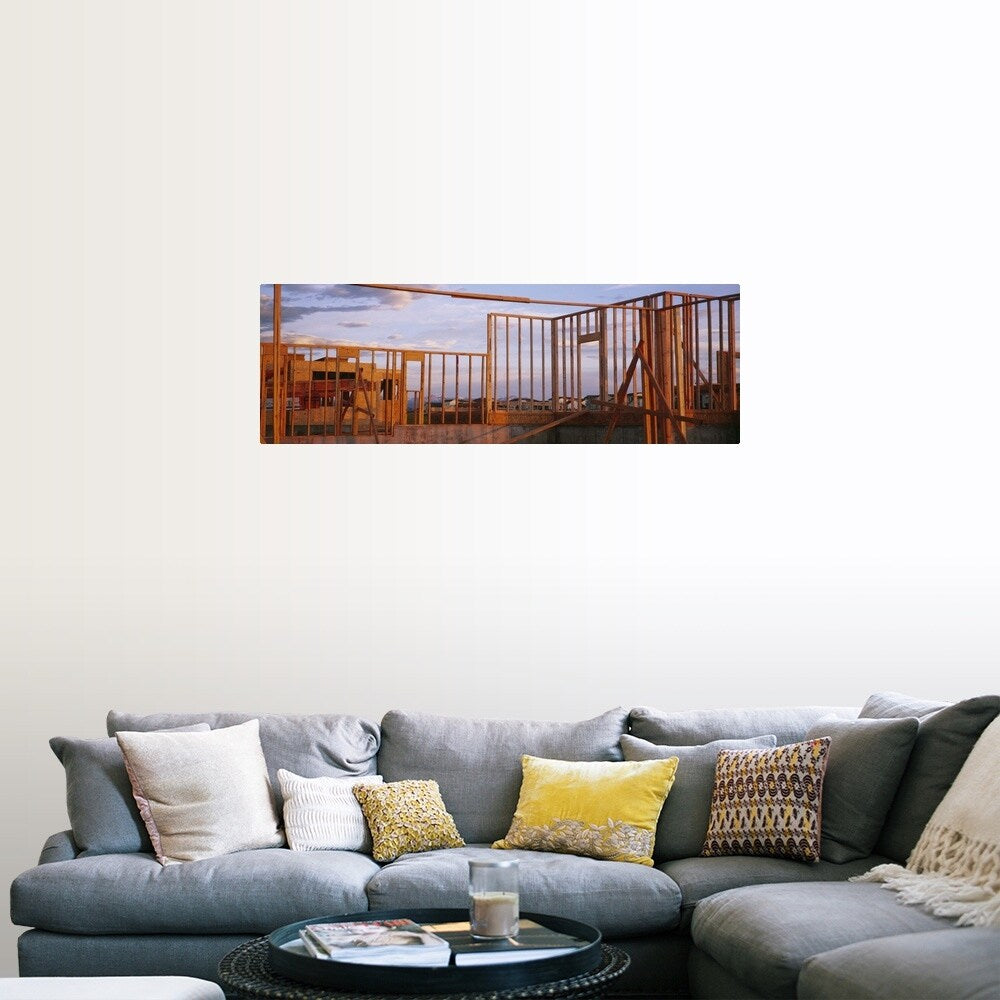 "Wooden Framework Of A House Under Construction, Washington State" Poster Print