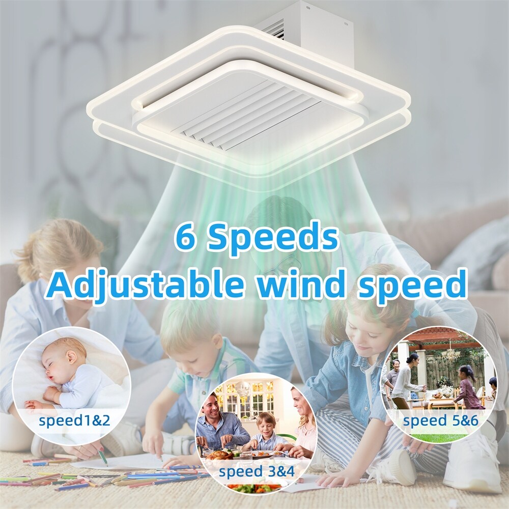 22" Bladeless Ceiling Fan Lights with Remote Control Dimmable - N/A