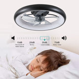 22" Modern Black Bladeless Low Profile LED Ceiling Fan with Light