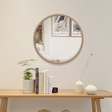 22" Round Wood Mirror, Grey - 22" Diameter
