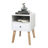 22" Tall 1 Drawer Solid Wood Nightstand with Open Shelves