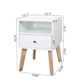 22" Tall 1 Drawer Solid Wood Nightstand with Open Shelves