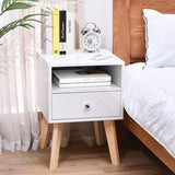 22" Tall 1 Drawer Solid Wood Nightstand with Open Shelves