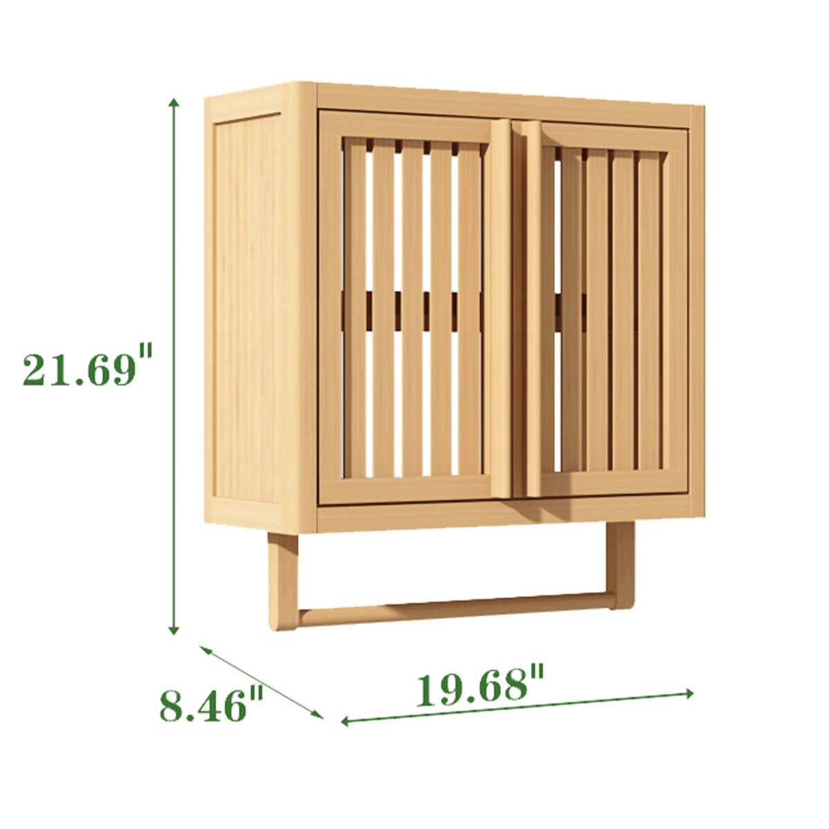 22" Tall Wood 2-door Bathroom Wall Mounted Toilet Storage box in Neutral with Shelf