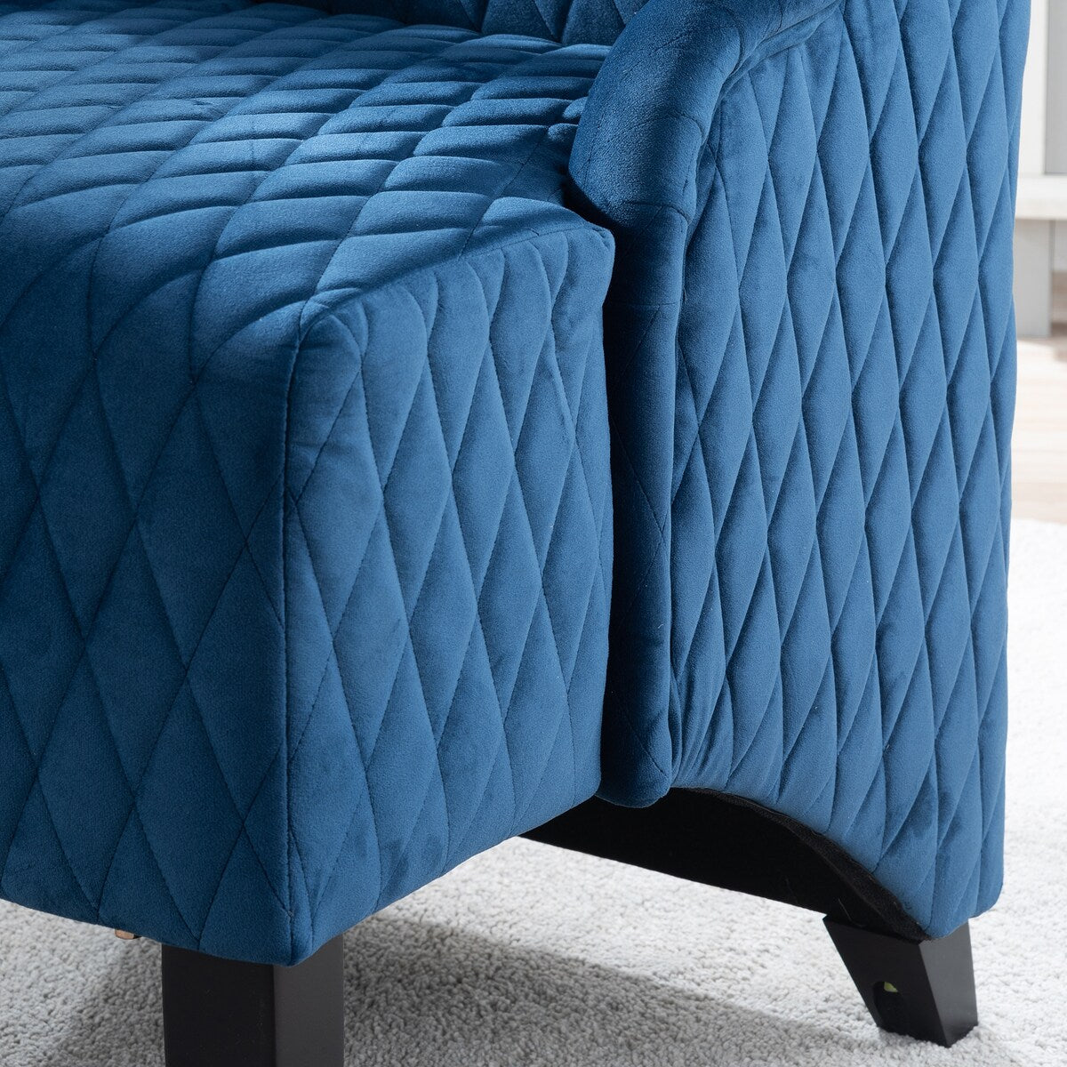 22" Wide Wing High Back Chair Velvet Fabric Padded Seat Side Chair for Living Room Chair with Birch Foot
