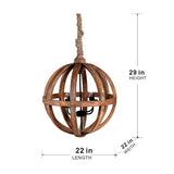 22in 4-Light Wood Hardwire Chandelier Light with Adjustable Chain