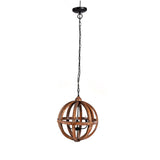 22in 4-Light Wood Hardwire Chandelier Light with Adjustable Chain