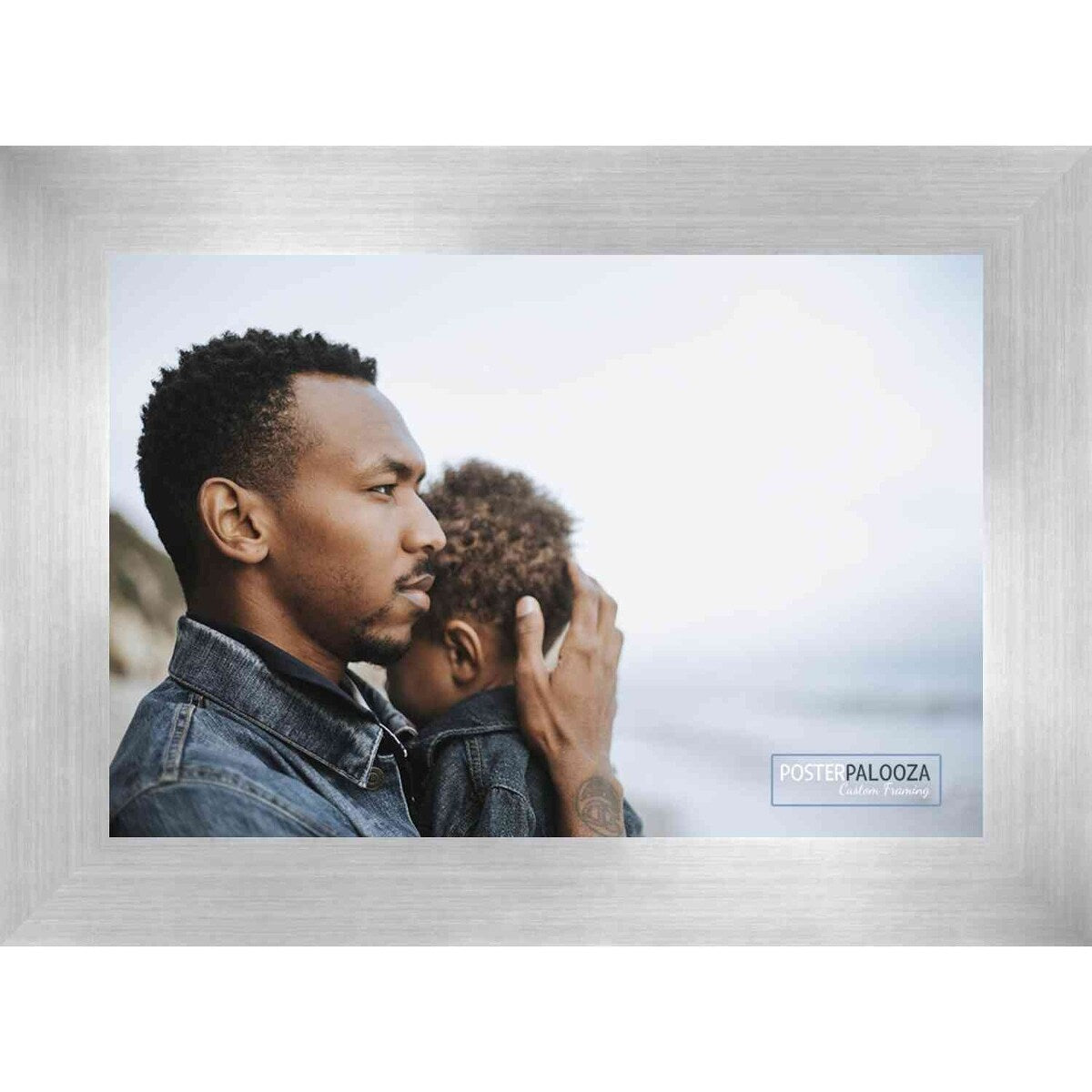 22x16 Contemporary Pewter Complete Wood Picture Frame with UV Acrylic, Foam Board Backing, & Hardware