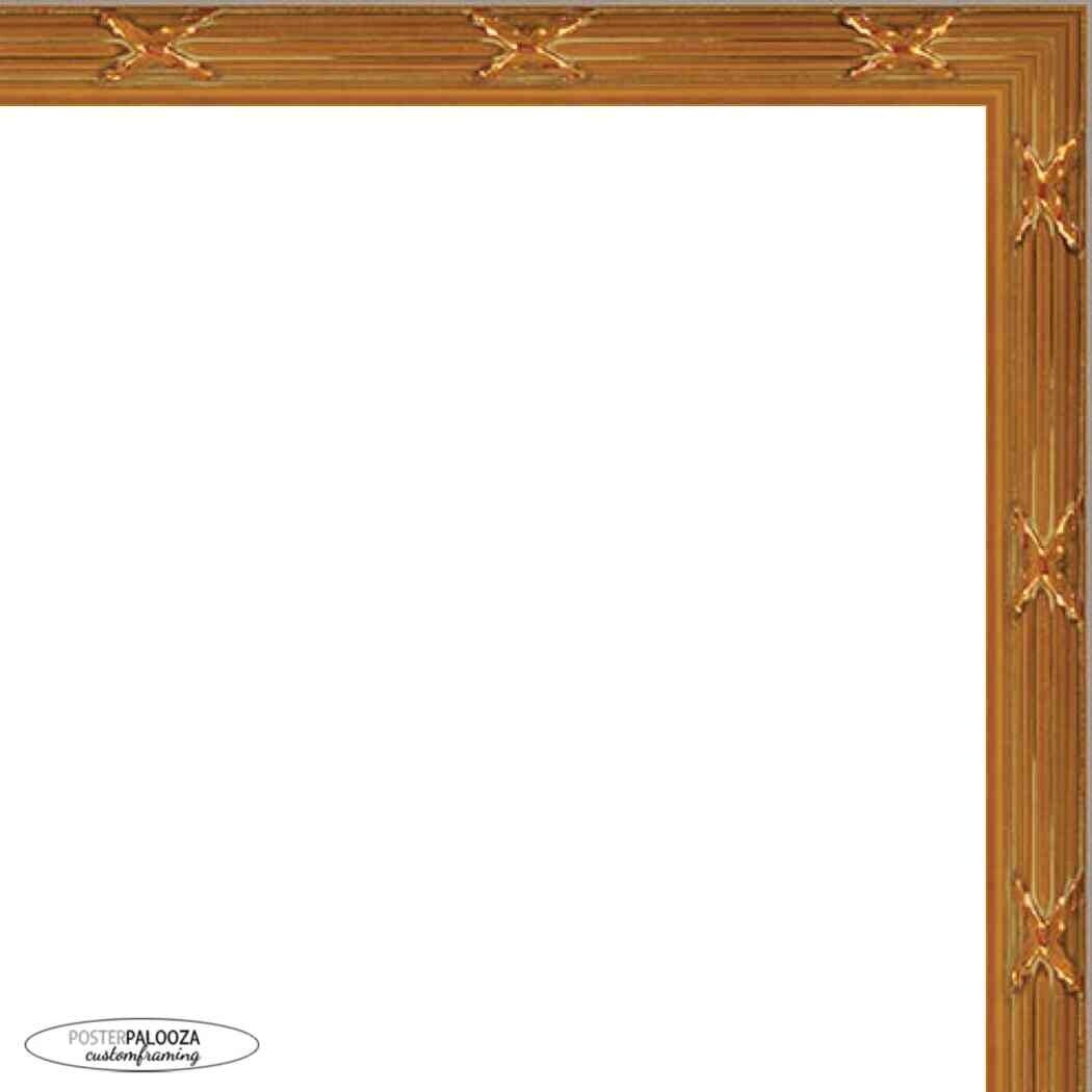 22x22 Traditional Antique Gold Complete Wood Square Picture Frame with UV Acrylic, Foam Board Backing, & Hardware
