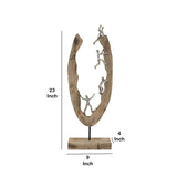 23 Inch Climbing Men Wooden Accent Decor, Brown and Silver