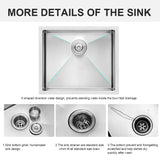 23 Inch Undermount Sink 23"x18"x10" Undermount Stainless Steel Kitchen Sink 16 Gauge 10 Inch Deep Single Bowl Kitchen Sink Basin