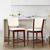 23 Inches Farmhouse Upholstered Counter Height Bar Stools with Back Set of 2