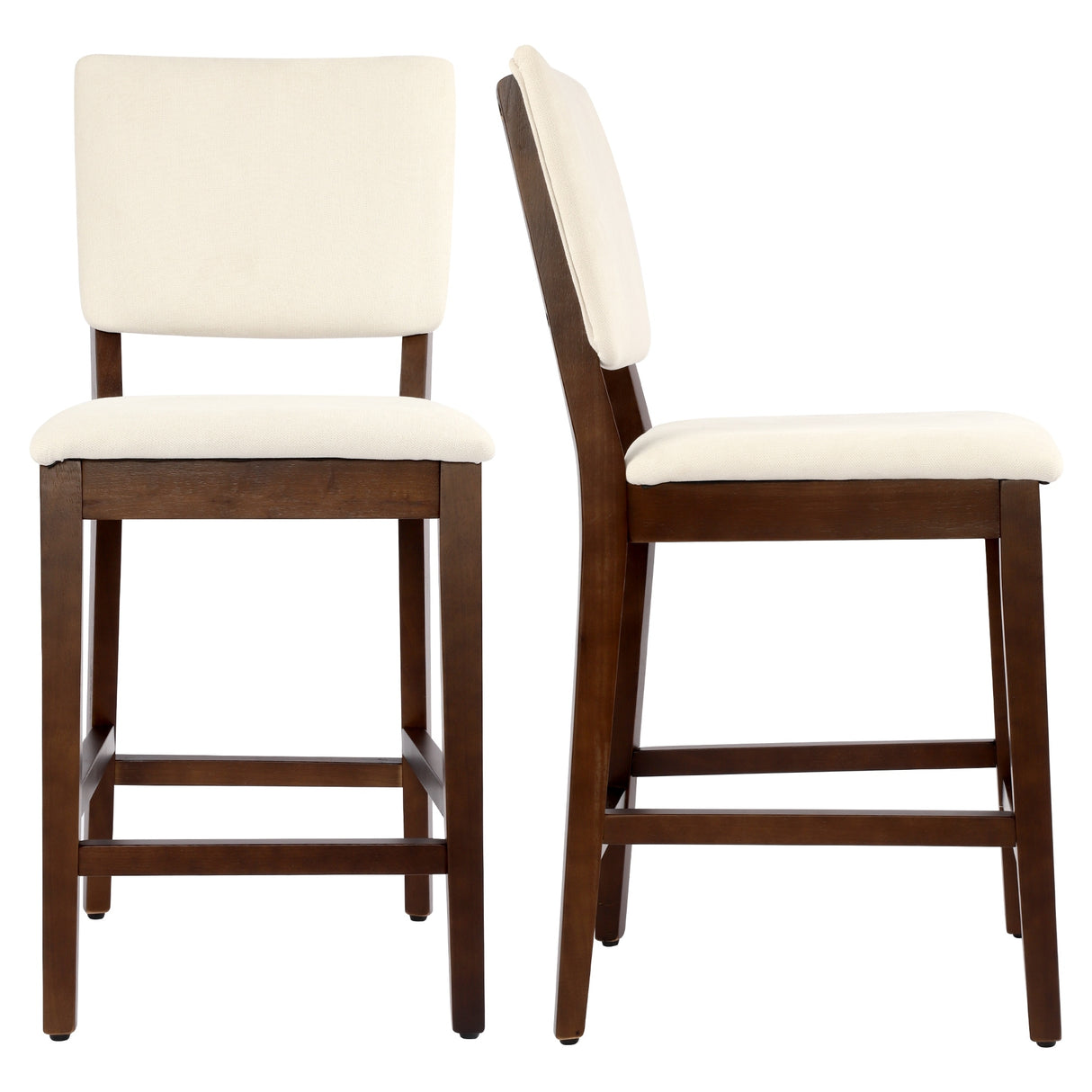 23 Inches Farmhouse Upholstered Counter Height Bar Stools with Back Set of 2