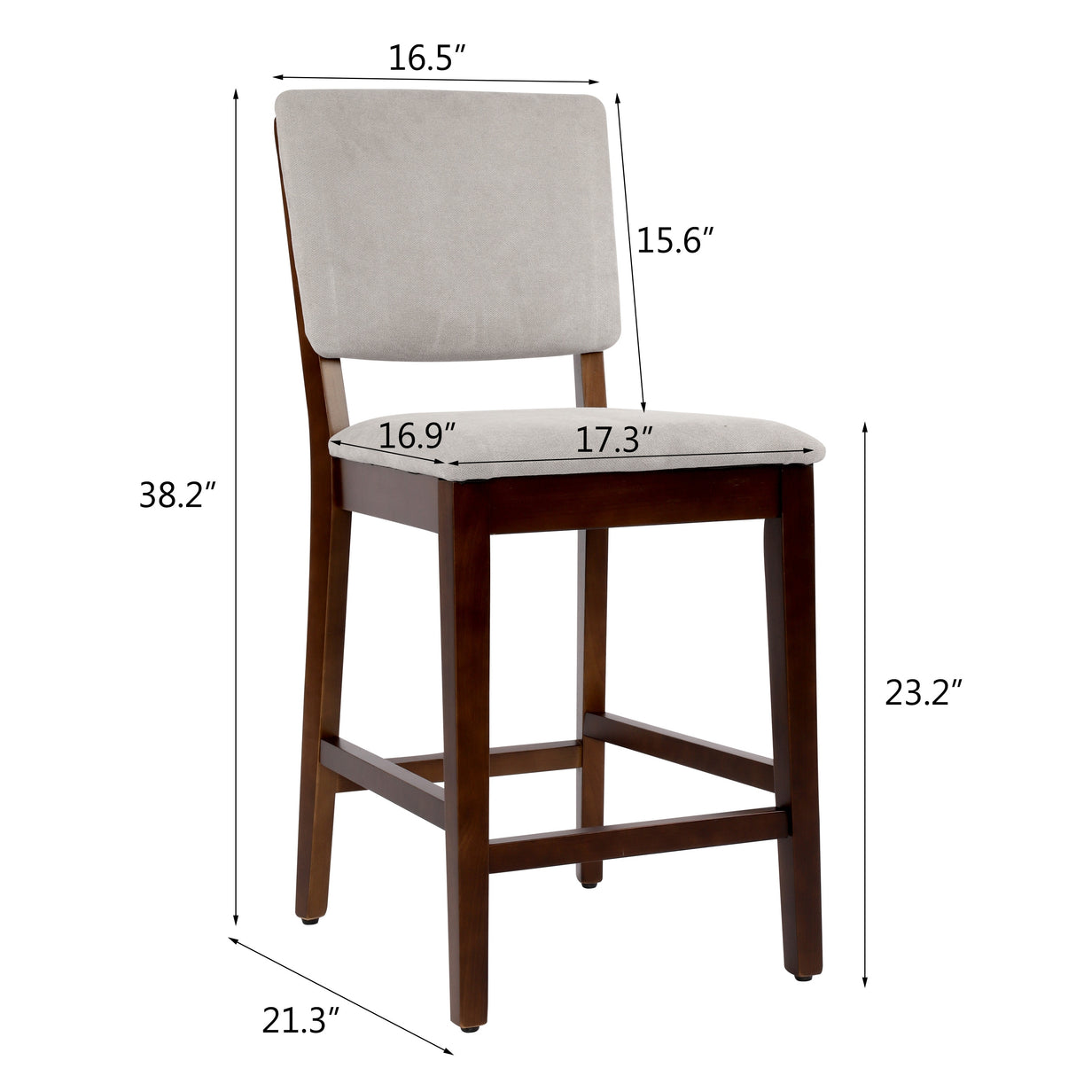 23 Inches Farmhouse Upholstered Counter Height Bar Stools with Back Set of 2