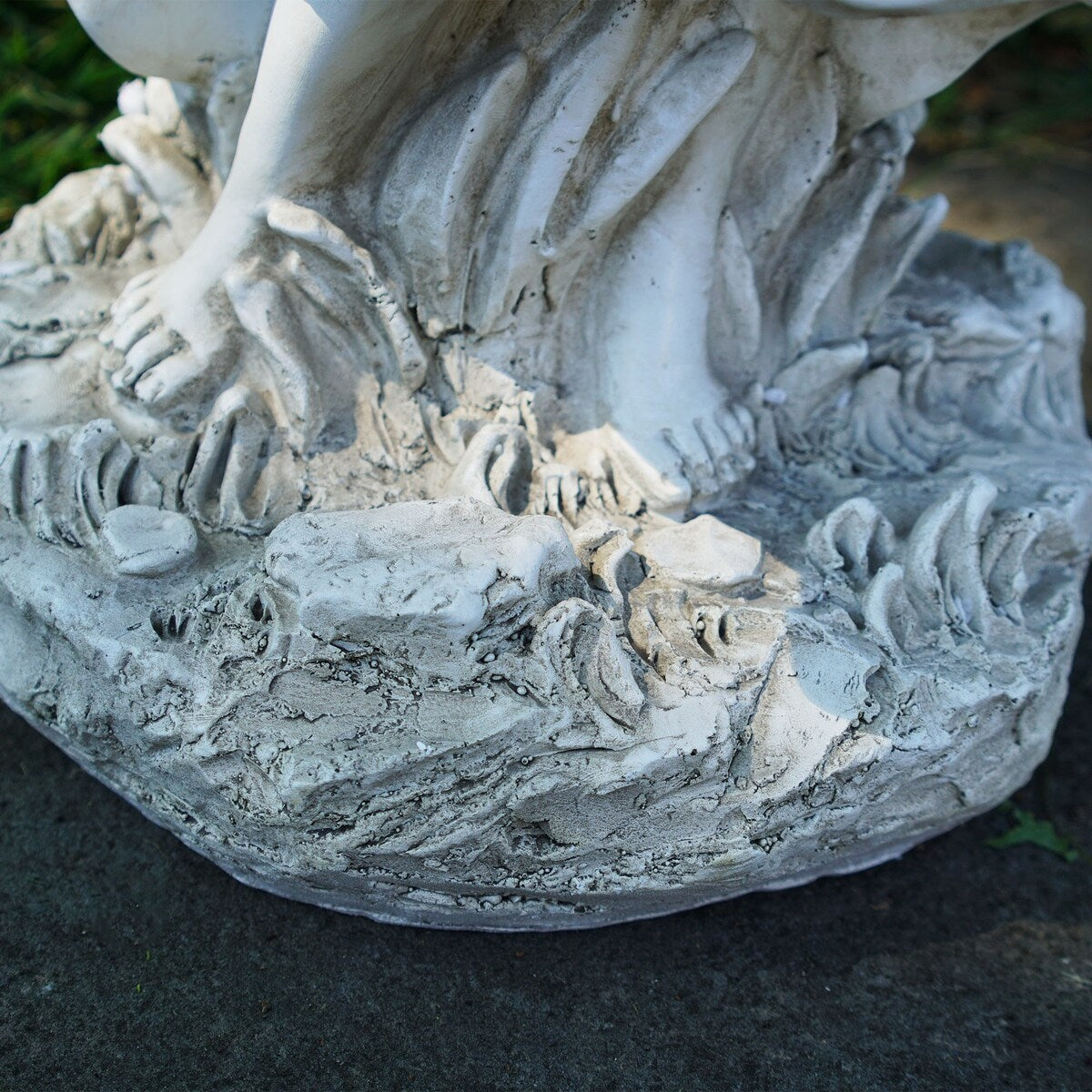 23.25" Ivory Standing Religious Angel Outdoor Garden Bird Bath or Feeder Statue