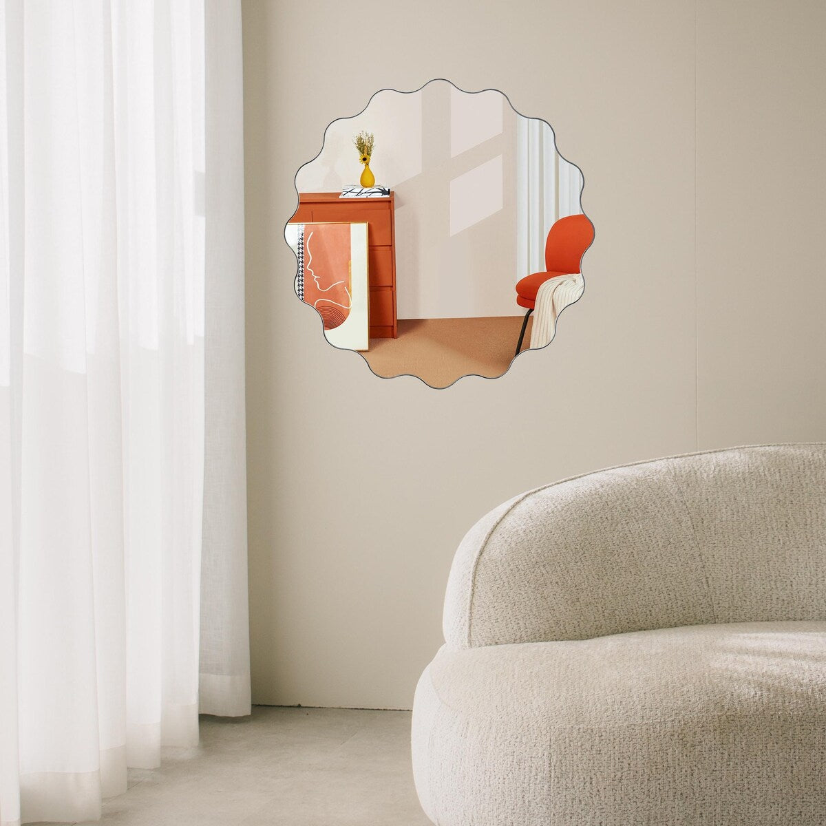 23.2"Wave Frameless Wall Mirror Circular - 23.2"