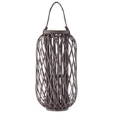 23.50 Inch Bamboo Lantern with Lattice Design and Braided Rope Handle,Brown