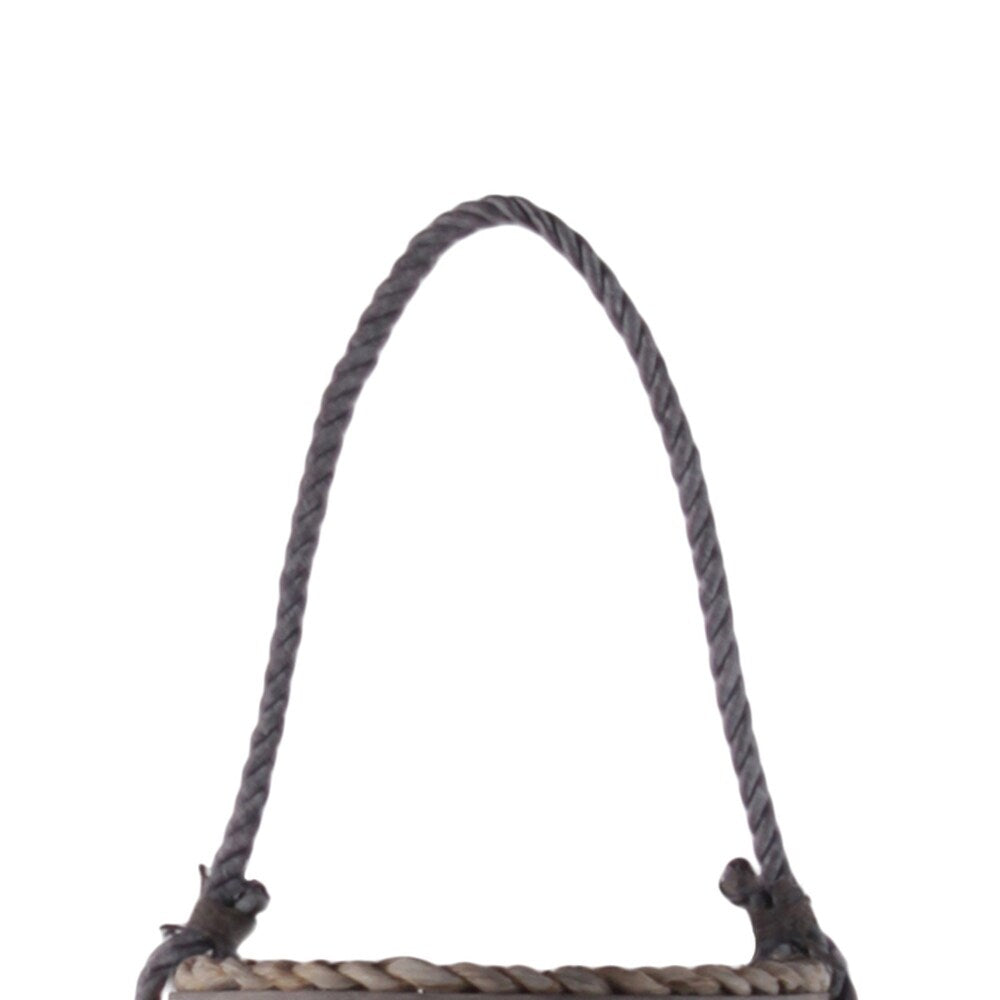 23.50 Inch Bamboo Lantern with Lattice Design and Braided Rope Handle,Brown