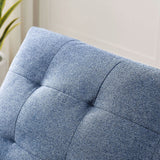 23.5" Fabric Single Sofa Chair, Comfortable Armchair with Solid Wood Legs, Tufted Back Chair Sofa, Ottoman Included