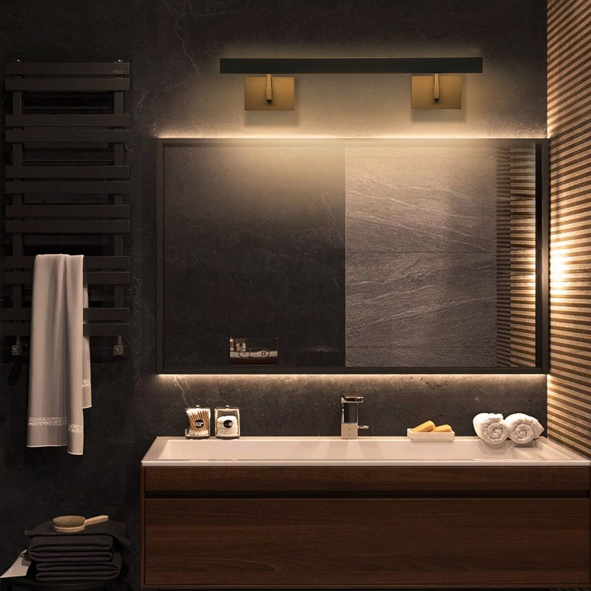 23.6 in. Modern Aluminum Linear Cylinder Strip Wall Light Dimmable Integrated LED Bathroom Vanity Light