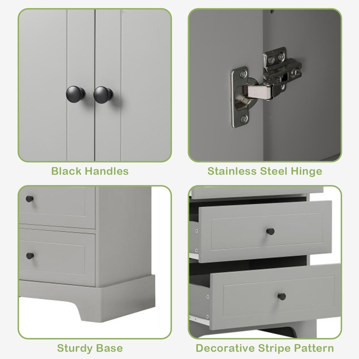 23.6 in. W x 15.7 in. D x 68.1 in. H Linen Cabinet with 2 Doors and 4 Drawers