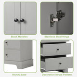23.6 in. W x 15.7 in. D x 68.1 in. H Linen Cabinet with 2 Doors and 4 Drawers