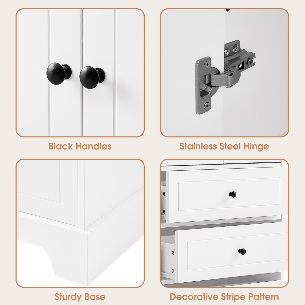23.6 in. W x 15.7 in. D x 68.1 in. H Linen Cabinet with 2 Doors and 4 Drawers