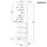 23.6 in. W x 15.7 in. D x 68.1 in. H Linen Cabinet with 2 Doors and 4 Drawers