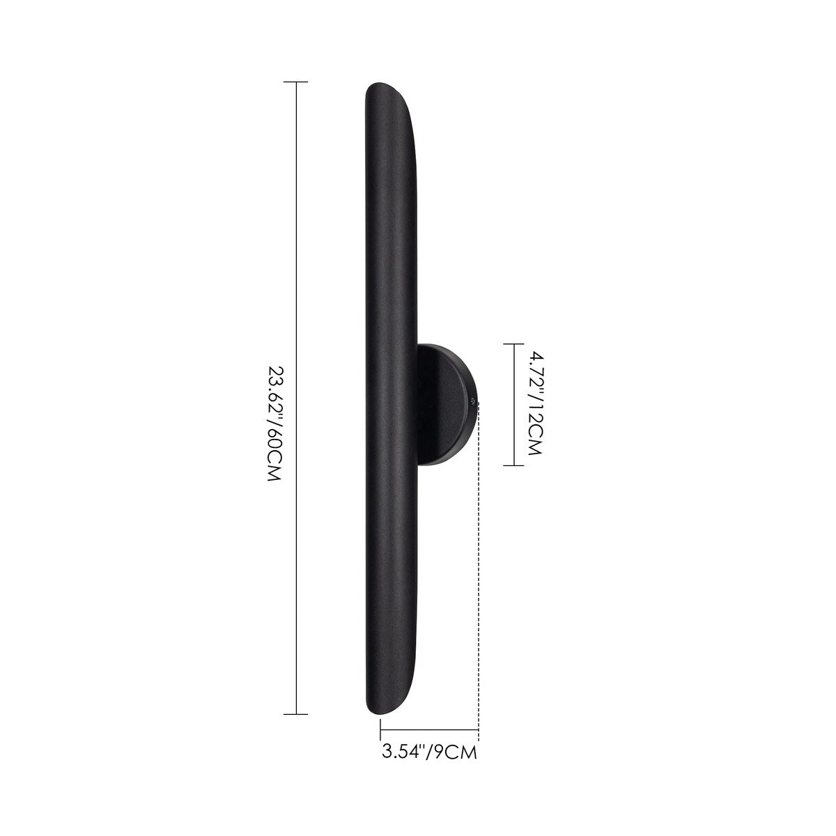 23.6-inch Modern Minimalist Aluminum Linear Cylinder Geometric Wall Light Integrated LED Bathroom Vanity Light
