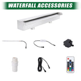 23.6" Pool Fountain Stainless Steel Pool Waterfall for Garden - 23.6" x 4.5" x 3.1"