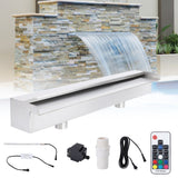 23.6" Pool Fountain Stainless Steel Pool Waterfall for Garden - 23.6" x 4.5" x 3.1"